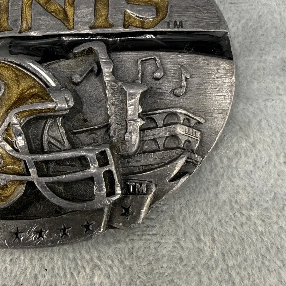 Vintage New Orleans Saints Belt Buckle Siskiyou  Silver‎ Tone Enamel